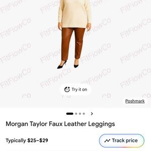 Morgan Taylor Carmel 21 sz 2x Faux Leather Leggings